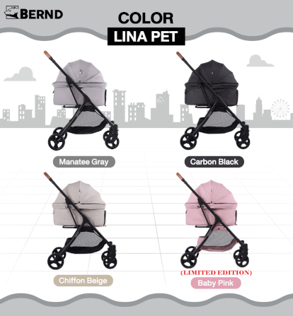  รถเข็นสัตว์เลี้ยง พับอัตโนมัติ BERND Lina Pet Auto Fold - Chiffon Beige_5